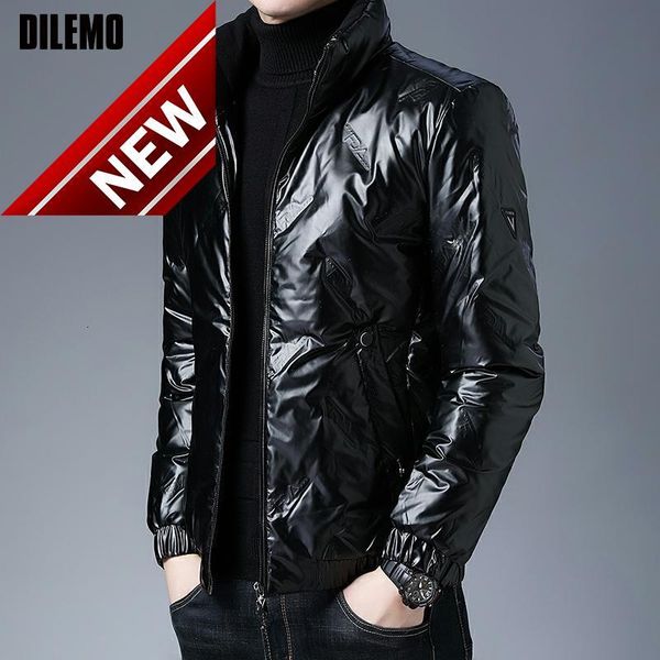 

grade winter thick brand casual fashion down jacket men warm windbreaker shiny bubble coats mens clothes 2021, Black