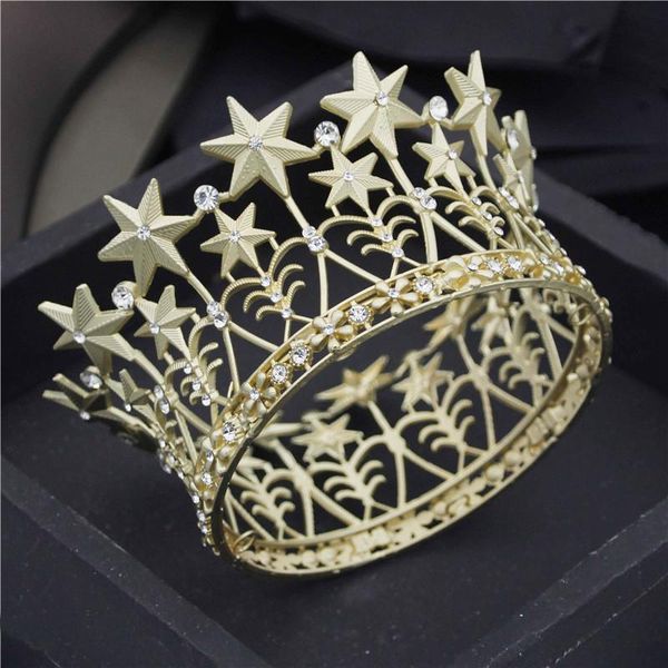 

hair clips & barrettes vintage baroque flower crown matte gold colors round diadem prom party tiaras head ornaments wedding jewelry accessor, Golden;silver