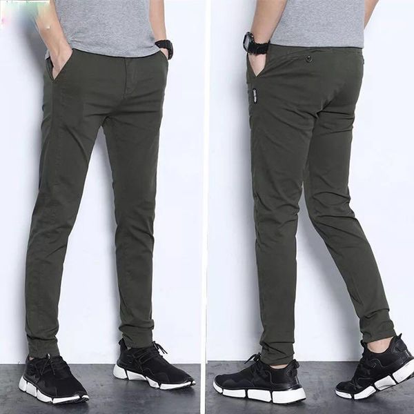 

men's pants 2021 spring summer casual men cotton slim pant straight trousers fashion solid full-length clothing d115, Black