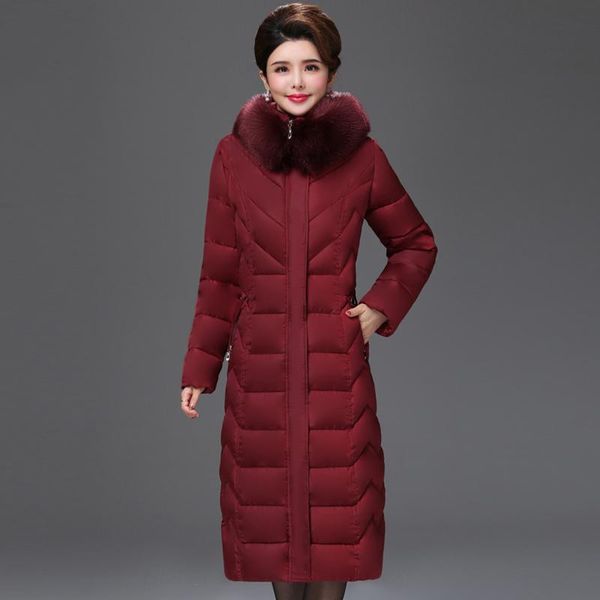 

women's trench coats european style 2021 winter jacket women x-long fur collar hooded female plus size 5xl 6xl coat warm womens, Tan;black