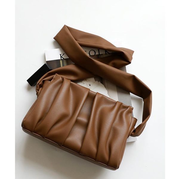 

evening bags 2021 designer brand shoulder bag cowhide square wide strap folding messenger lady handbag trendy clutch