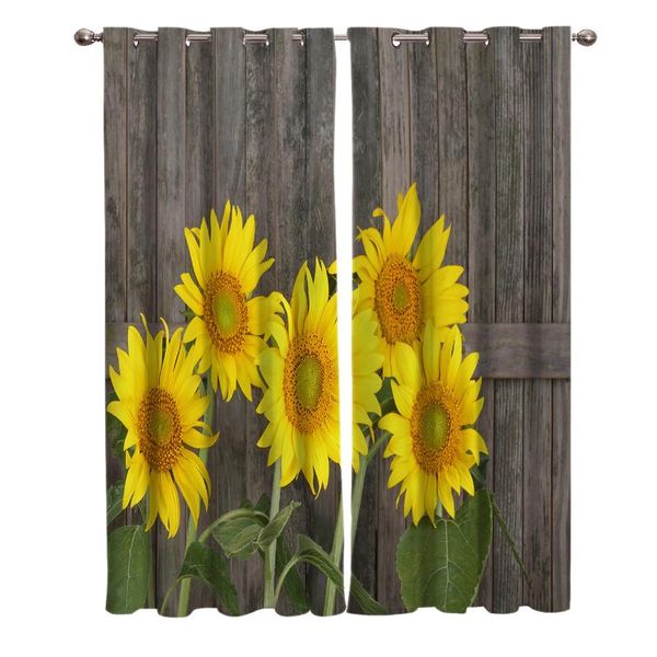 

curtain & drapes fashion window curtains for living room sunflower wood board bedoom home decoration cortinas