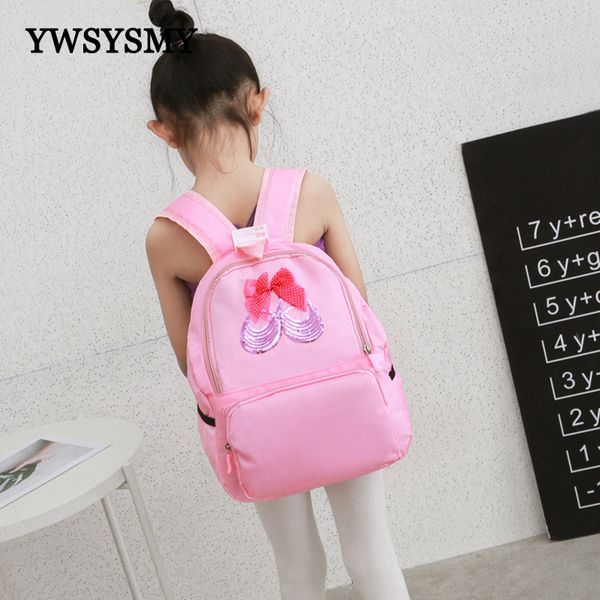 

children dance bag fashion sequin bow latin ballet girl backpack school bag girls large capacity lightweight kids backpack y0125