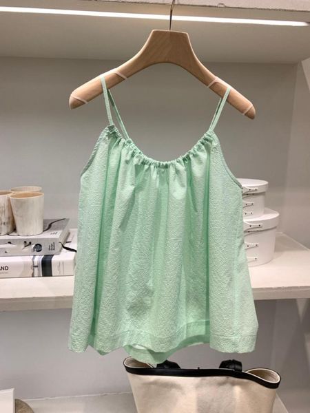 

fashion trend style women's tanks camis summer fashion loose solid color small vest sling all-match bottoming green, White