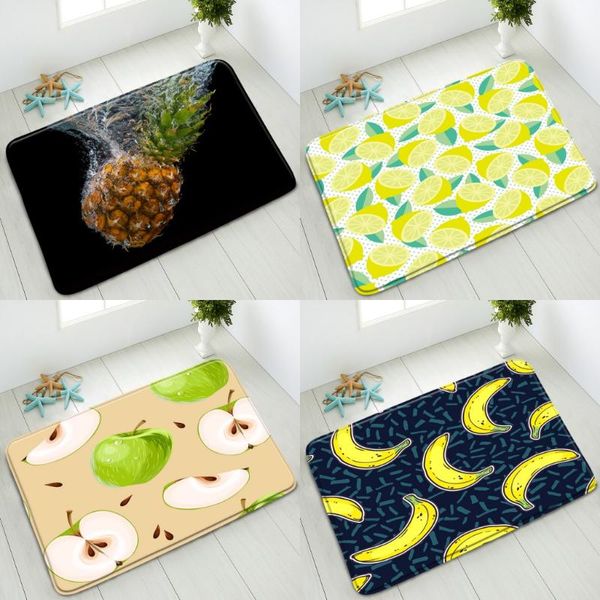 

bath mats summer tropical fruit mat pineapple indoor non-slip floor kitchen bedroom doormat absorbent home carpet washable