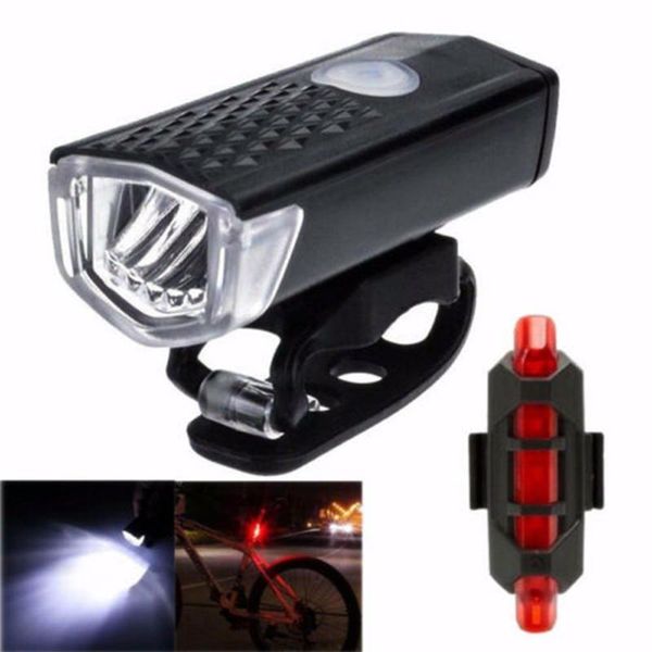 

mtb mountain bicycle led usb rechargable front rear light safety cycling lamp