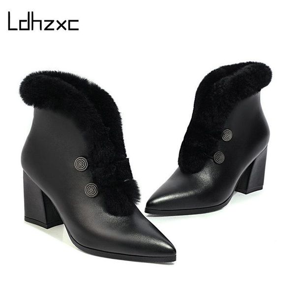 

boots ldhzxc big size 34-47 arrival fashion women brand high qualty autumn winter party shoes heels ankle, Black