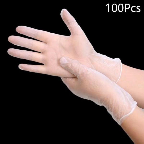 

disposable gloves 100pcs white transparent pvc for household cleaning kitchen dishwashing industrial use tattoo latex