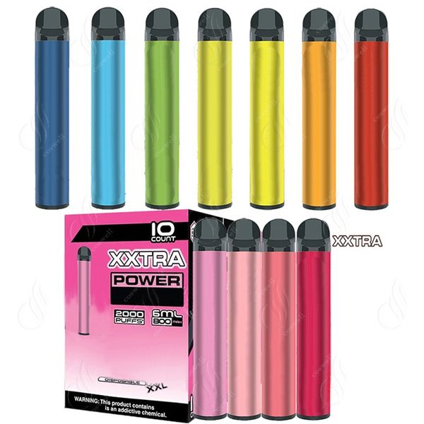 

pre-filled cigarette xxtra disposable vape xxl pen device 800mah power vaporizer 2000puffs battery pods cartridges vapor e 6ml portable ltsv
