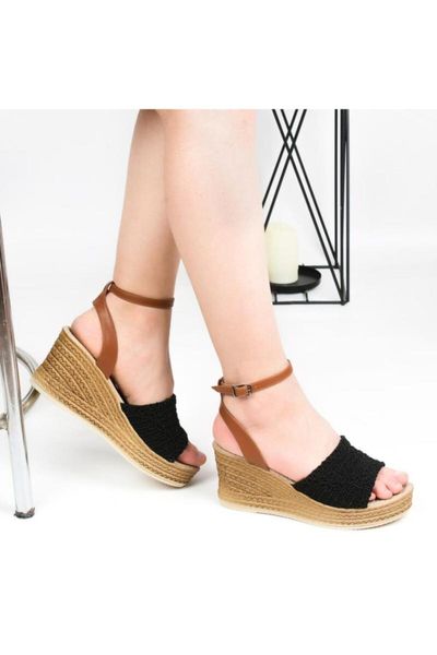 

sandals women's black wedges casual 2268