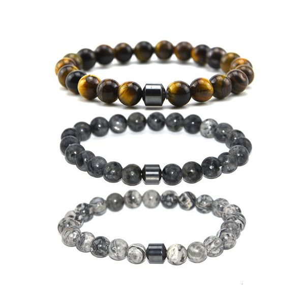 

bracelet 2021 tiger eye 8mm fashion stone bead men's classic magnet magnetic therapy, Golden;silver