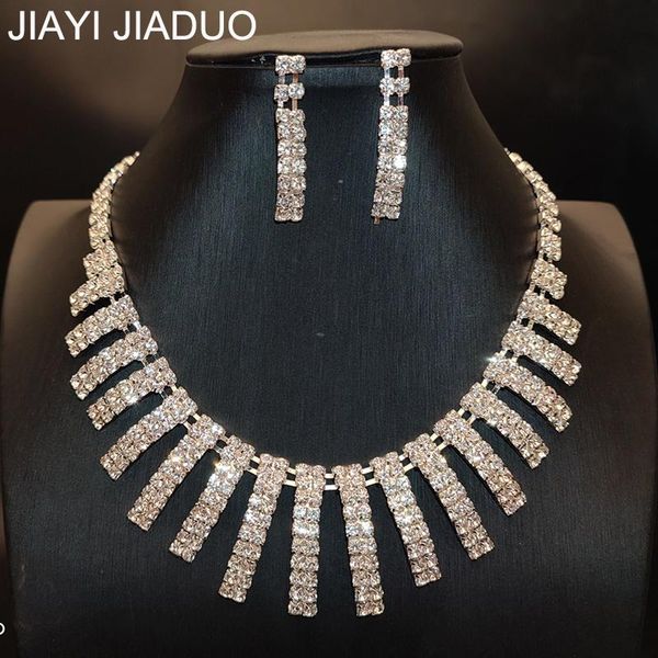 

earrings & necklace african jewelry wedding set white zircon inlaid noble women's dress accessories, Silver