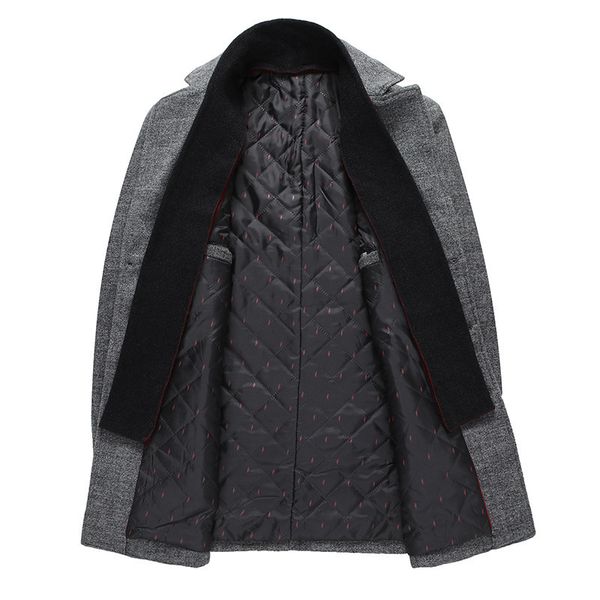 

2021 men winter men's new casual warm thick solid color wool blends woolen pea male trench coat overcoat sry5 utgn, Black