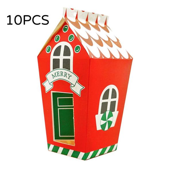 

christmas decorations 10pcs kraft paper house shape with ropes candy gift bags cookie packaging boxes tree pendant party decor