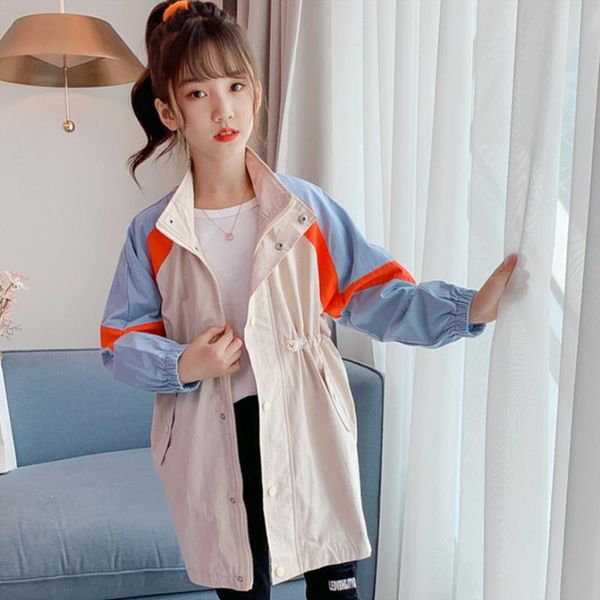 

coat girls baby's kids windbreaker jacket outwear 2021 stylish spring autumn cotton buttons cardigan school children's clothing, Blue;gray