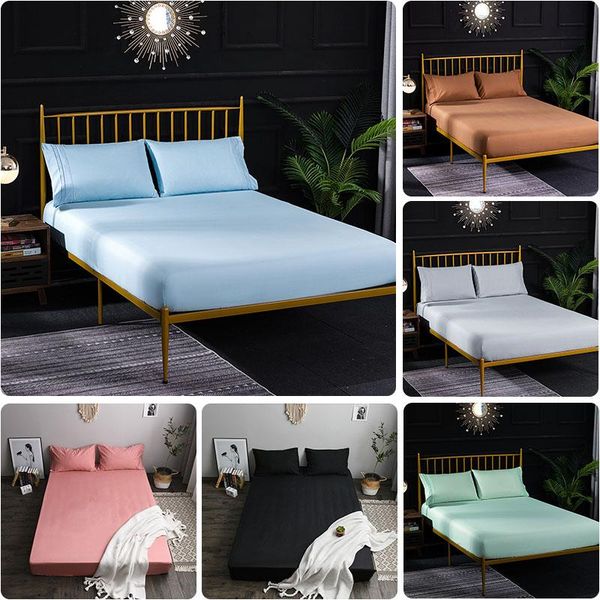 

sheets & sets euro american size sanding fitted sheet home with elastic band double bed solid color bedding bedsheet mattress cover
