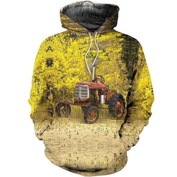

men's hoodies & sweatshirts fashionable men and women beautiful bulldozer 3d printing tractor shirt hoodie zipper sweatshirt, Black