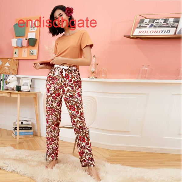 

summer women's spring and pajamas printed home wear suit, Black;white