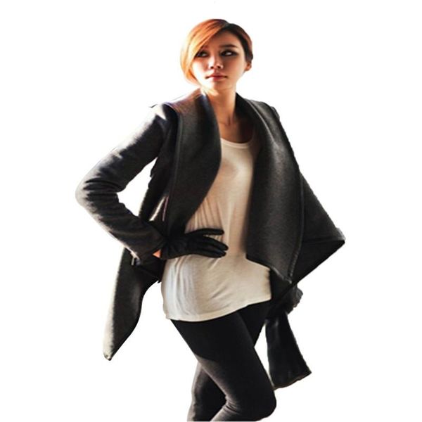 

women's wool & blends womens winter woolen overcoat fashion trench coat, Black
