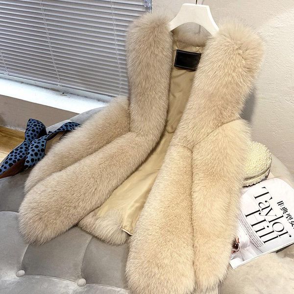 

women's fur & faux vest coat luxury warm women vests winter fashion furs coats jacket gilet veste 3xl y322, Black