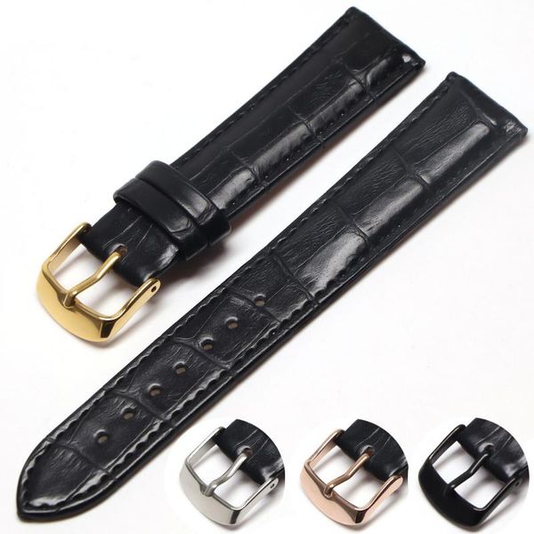 

watch bands hight quality 20mm band leather 22mm men women brown waterproof strap 16mm genuine steel buckle black 18mm watchband, Black;brown