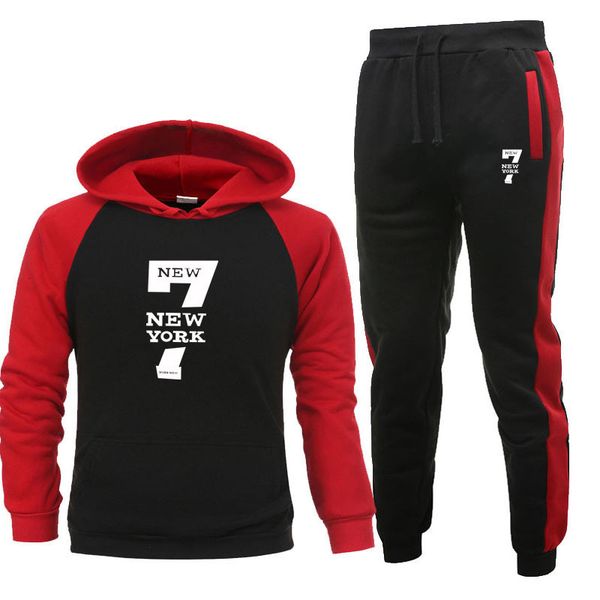 

fashion sports men's trend long sleeve hoodie casual autumn and winter suit, Black