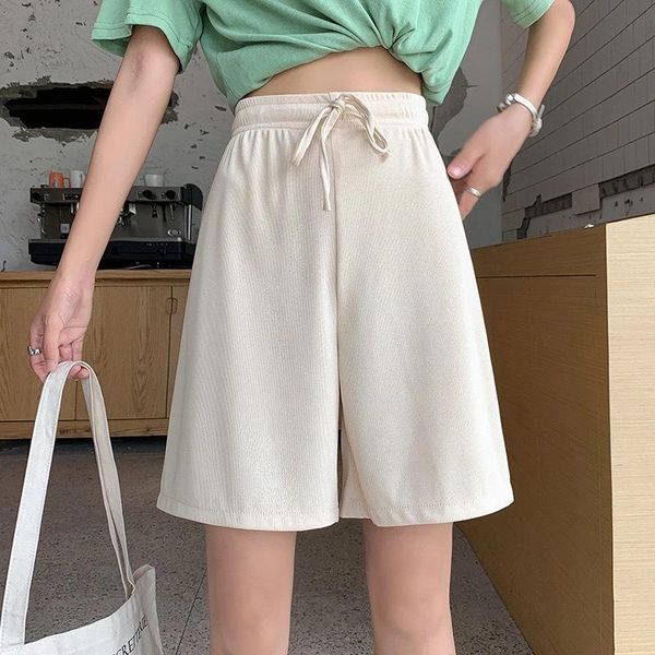 

women's shorts 2021 plus size summer casual ice silk biker women high waist loose short sweatpants streetwear womens, White;black