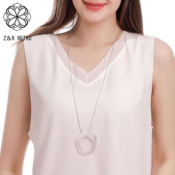 

pendant necklaces trend silver color geometric long chains collar necklace 2021 fashion costume jewelry for women suspension unusual thing