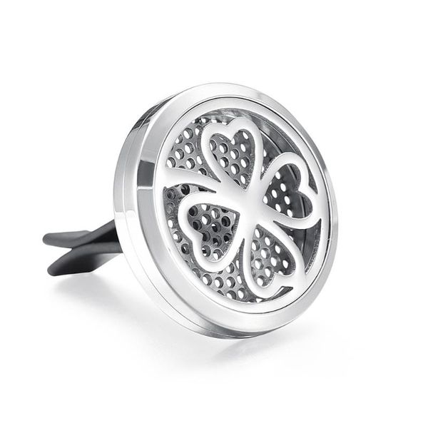 

pendant necklaces car perfume locket trendy jewelry lotus flower lucky grass snowflake 30mm air freshener 12 pads, Silver