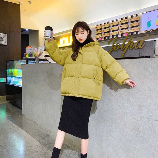 

new short hooded parka fashion winter jacket women casual thick oversize coat female office lady 201014, Black