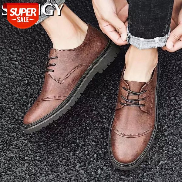 

2020 new autumn men shoes casual breathable round toe lace-up office solid color men's shoes flat fashion males #fx1u