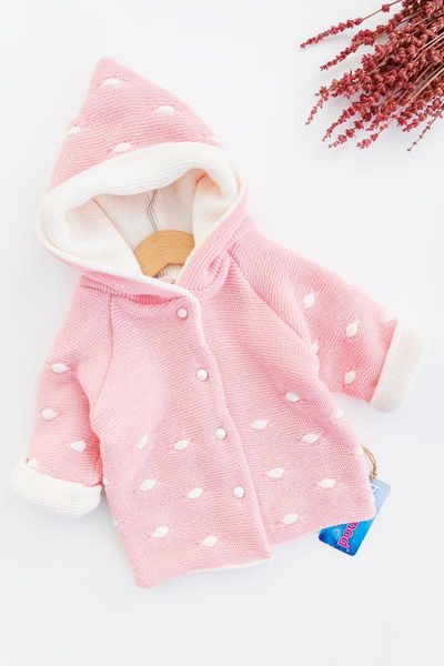 

hooded pink double layer knitwear baby girl cardigan, Camo