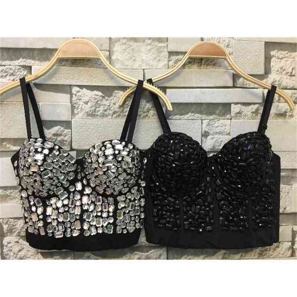 

p160 good quality hand-made diamonds pearls bralet corselets women's bustier bra cropped wedding bralette 210527, White