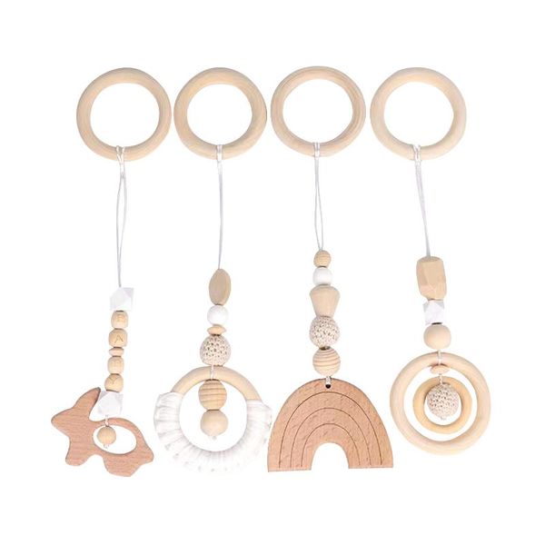 

decorative objects & figurines natural baby wooden teether pacifier clip animal pendant bite ring soft mini toy gift gym toys nipple accesso