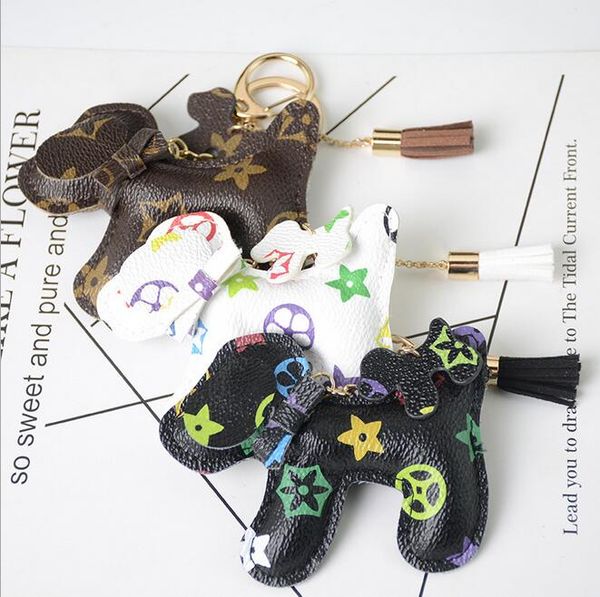 

new brand keyrings pu leather pendant bag charms cute fashion gift keychain ring holder dog jewelry car key chain accessories, Slivery;golden