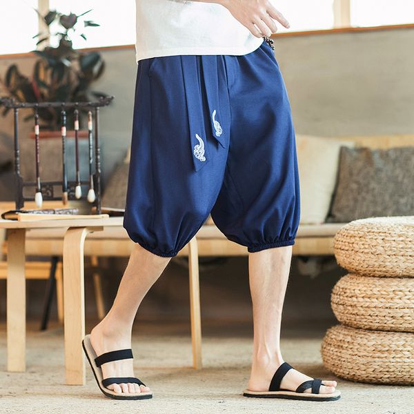 

new dropshipping men harajuku harem 2021 mens summer calf-length joggers pants male vintage chinese style sweatpants fashions cm59 udsz, Black