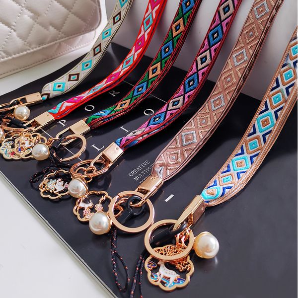 

mobile phone straps vintage lanyard fabric weaving strap wrist rope hanging neck rope for mobile phone case hanging rope
