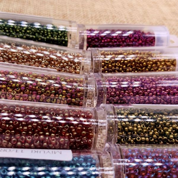 

11/0 miyuki metalic gloss glass seed beads 1100pcs 2mm japan diy round beads 10 colors for clothing sewing wedding craft 10g