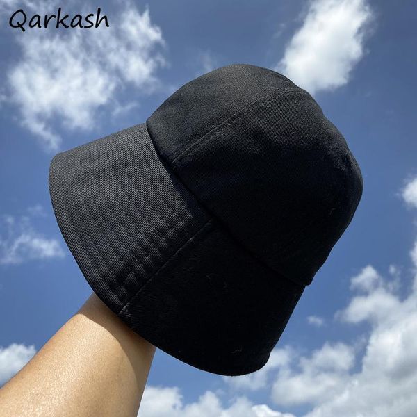 

wide brim hats bucket women black spring fall sunscreen korean style pure outdoor fisherman hat beach cap college temperament, Blue;gray