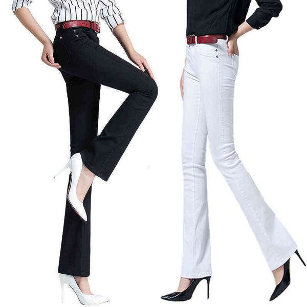 

korean ny new candy color jeans women's elastic micro flared pants, Blue