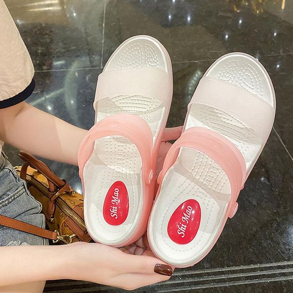 

sandals sandales femmes women cute light weight pink pvc peep toe summer ladies classic home & beach spring, Black