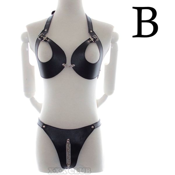 

thierry game fetish leather bra thongs breasts exposed adjustable chastity bondage erotic flirting toy for women
