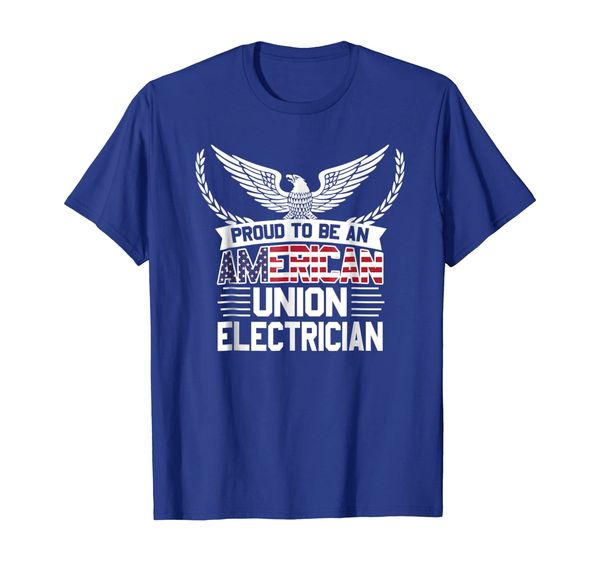 

proud american union electrician t-shirt, White;black