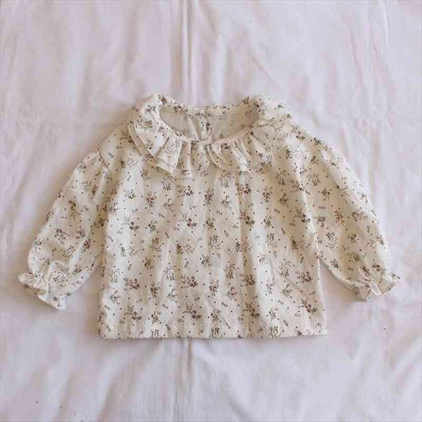 

korean style baby girls floral printed blouses spring toddlers children ruffles collar long sleeve kids shirts, White;black