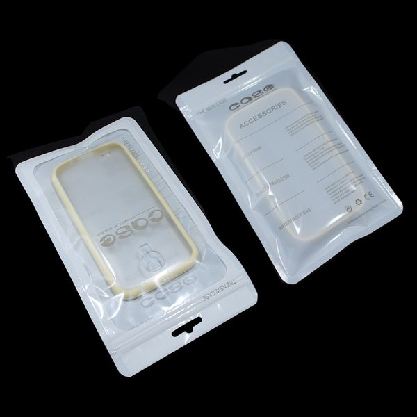 Novo telefone celular capa capa de varejo embalagem pacote pacote para iphone 4 4s 5 5s 6 mais plástico ziplock poli party branco 300 pcs / lote