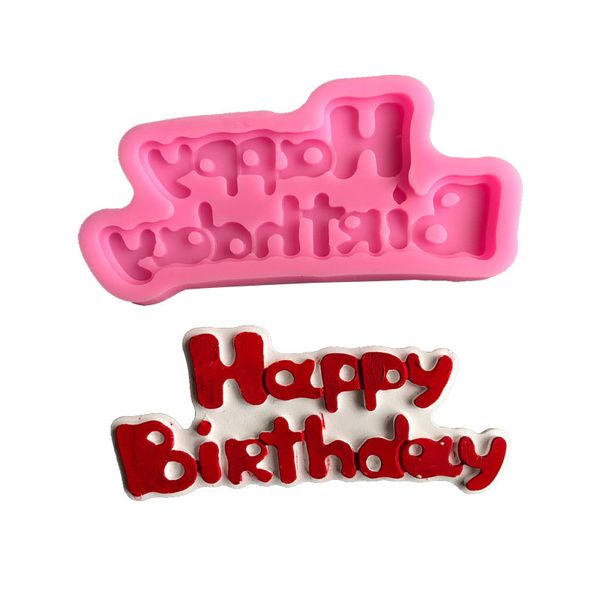 Feliz Aniversário Bolo Bolo de Molde Bolos de Silicone Decoração Moldes de Chocolate Moldes de Silício para Jelly Candy Bakeware 1222275