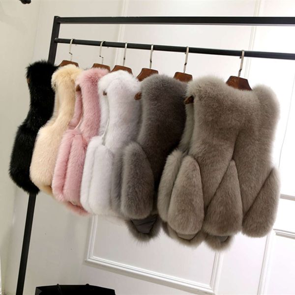 

2021autumn and winter new fox hair short women's water drop vest fashionable fur stitching jacket, Black