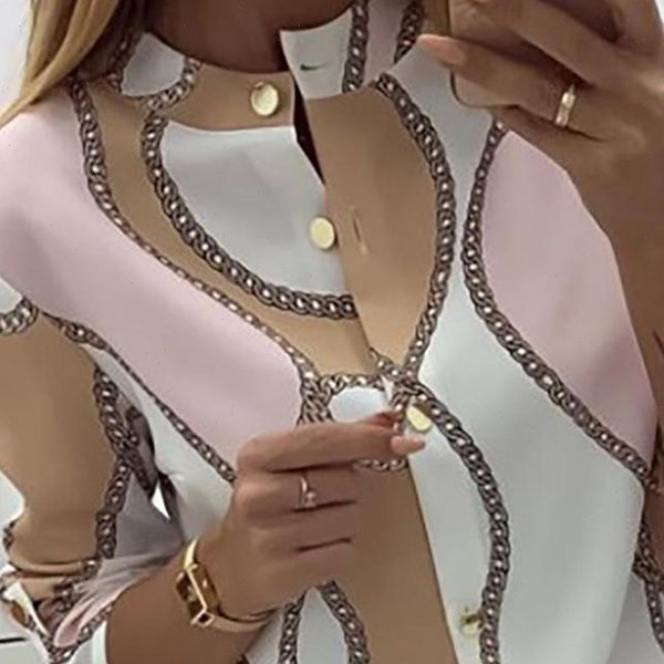 

2021 new popular women chiffon blouse shirt female long sleeve blusas chiffon women office blouses print striped lady top, White