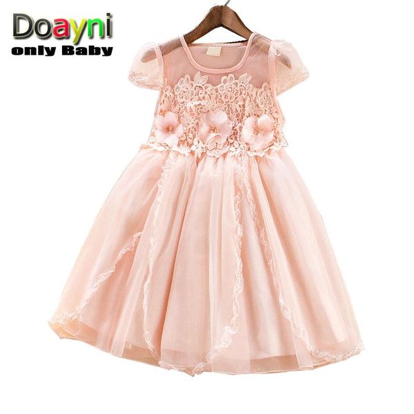 

girl's dresses doayni baby girls stereo floral lace dress pink elegant for mid-age three layer clothing inner cotton cute clothes, Red;yellow