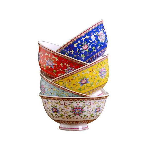 

bowls 4.5-inch jingdezhen ceramic rice bowl chinese style household bone china tall antique gift tableware